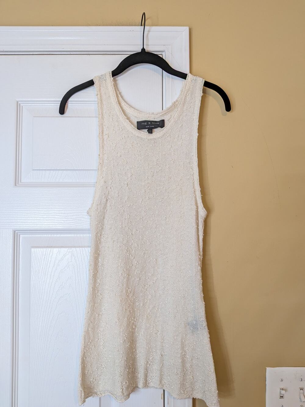 Rag & Bone Ivory Linen Blend Knit Tank Dress Tunic Size Small Quiet Luxury